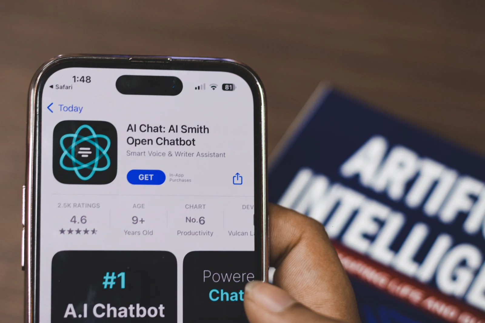 Customer using an AI chatbot on a smartphone