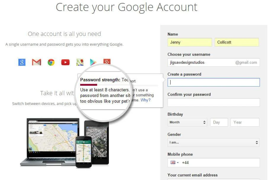 How To Set Up A Google Account step 2