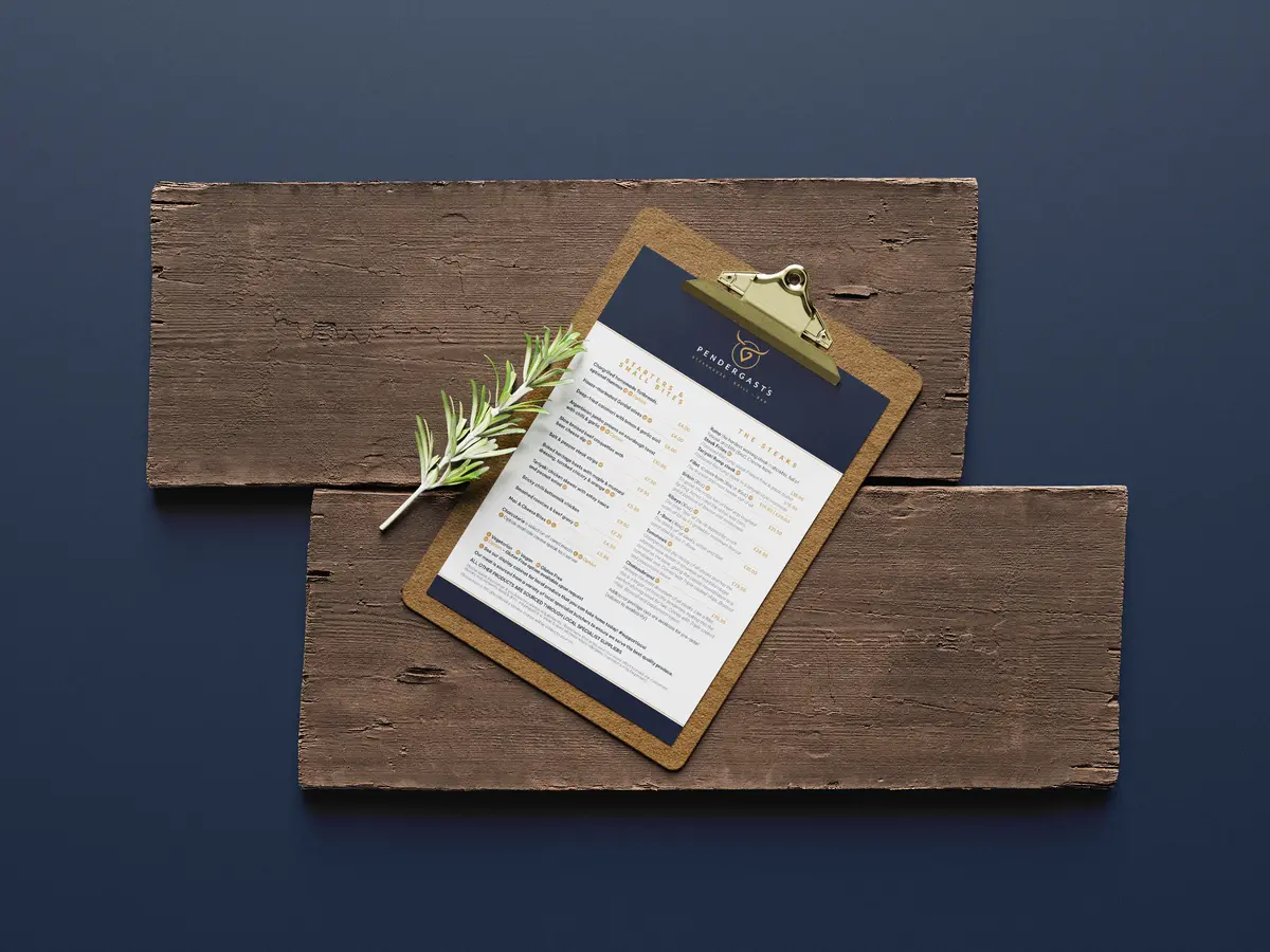 Pendergasts Menu Design
