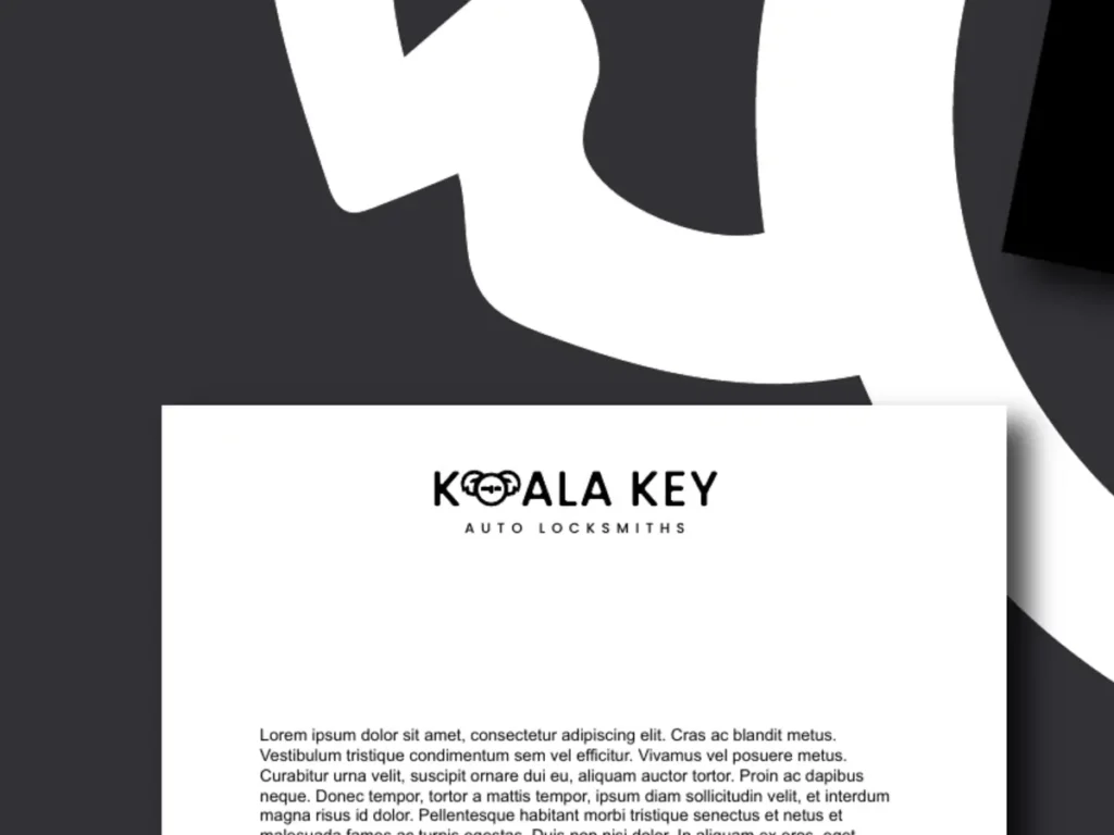 Koala Keys branded business stationery
