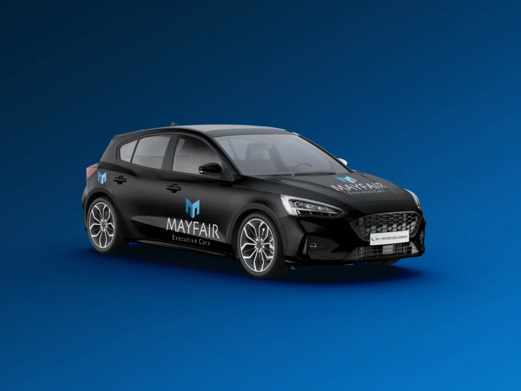 Mayfair Car Blue Background for Logo Design